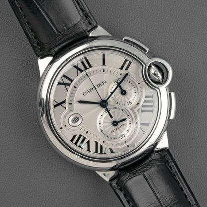 Cartier Ballon Bleu Chronograph Silver Dial 44mm