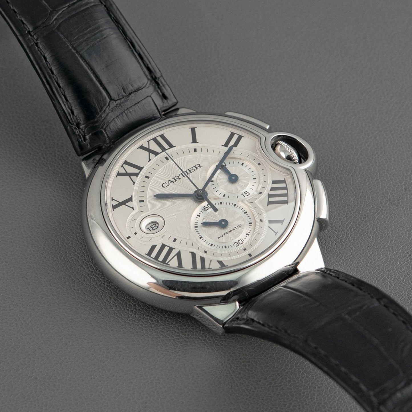 Cartier Ballon Bleu Chronograph Silver Dial 44mm