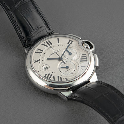 Cartier Ballon Bleu Chronograph Silver Dial 44mm
