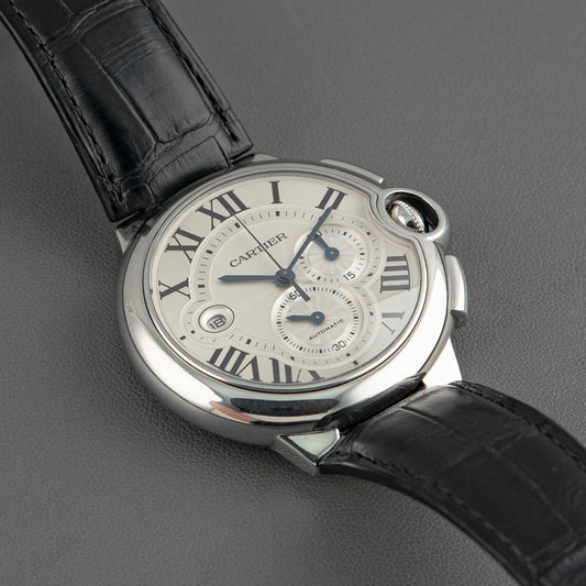 Cartier Ballon Bleu Chronograph Silver Dial 44mm