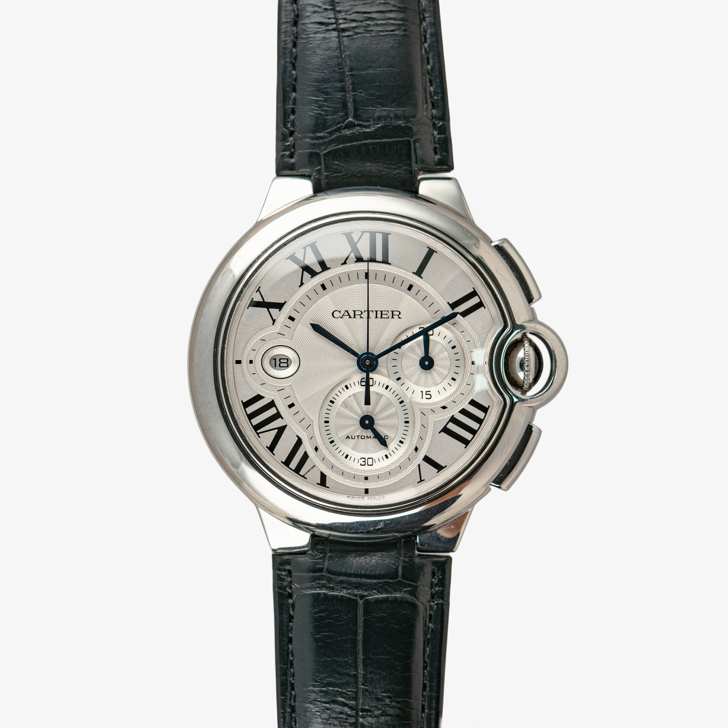 Cartier Ballon Bleu Chronograph Silver Dial 44mm
