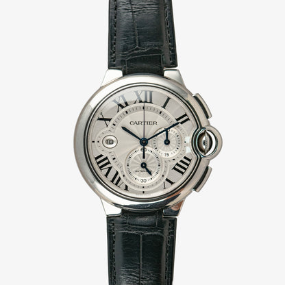 Cartier Ballon Bleu Chronograph Silver Dial 44mm