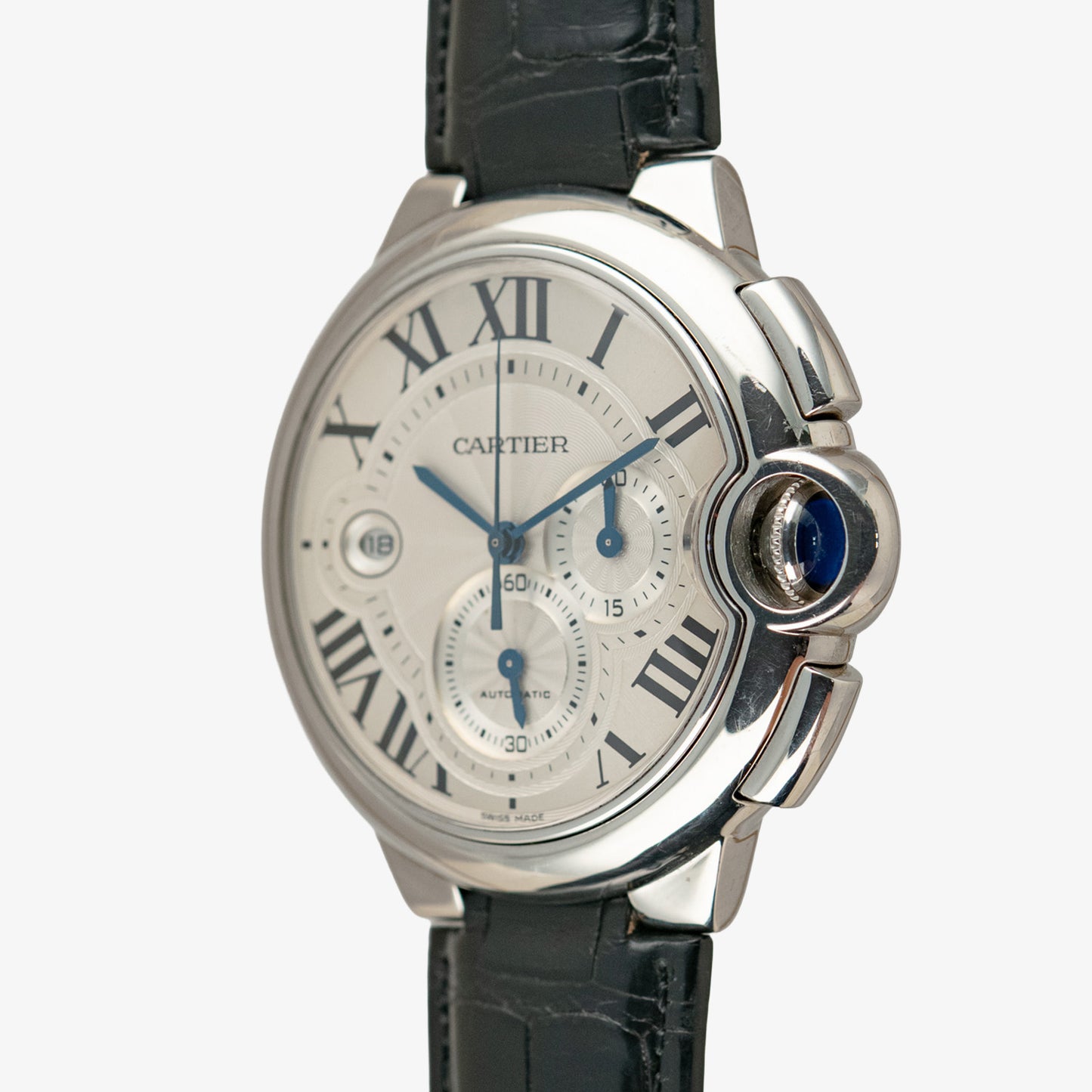 Cartier Ballon Bleu Chronograph Silver Dial 44mm