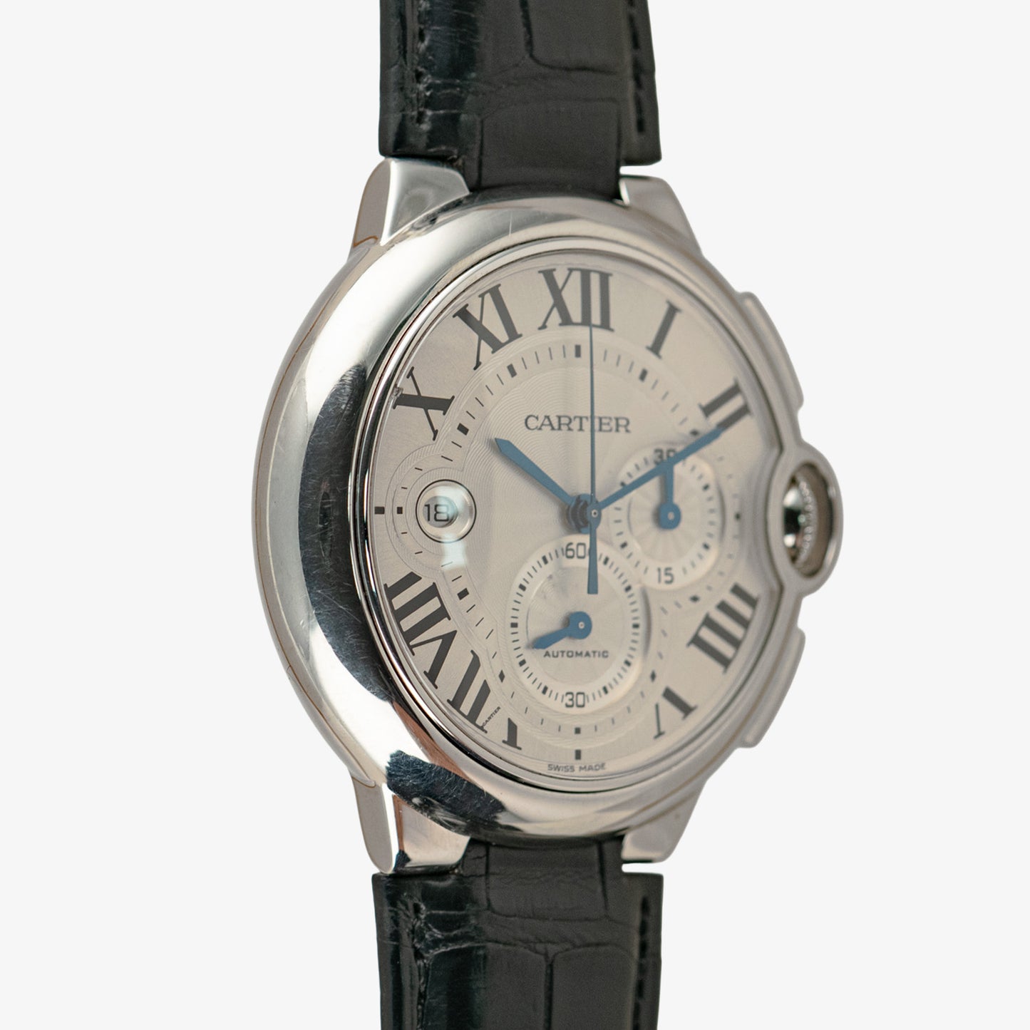 Cartier Ballon Bleu Chronograph Silver Dial 44mm