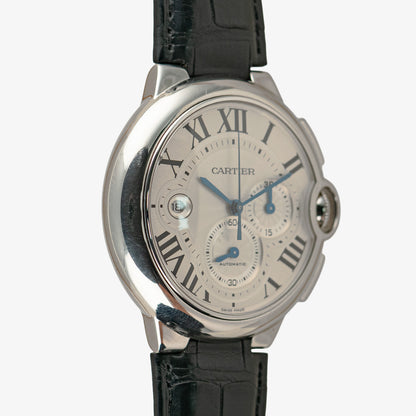 Cartier Ballon Bleu Chronograph Silver Dial 44mm