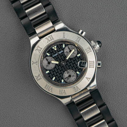 Cartier Must 21 Chronoscaph Quartz Chronograph Grey Pattern Dial 31mm