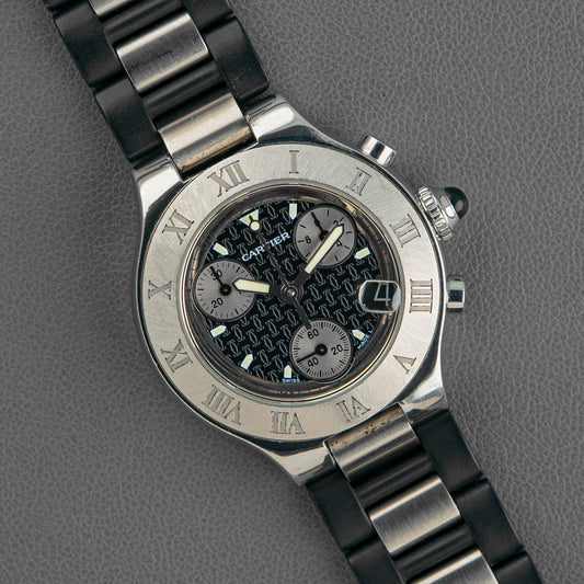 Cartier Must 21 Chronoscaph Quartz Chronograph Grey Pattern Dial 31mm