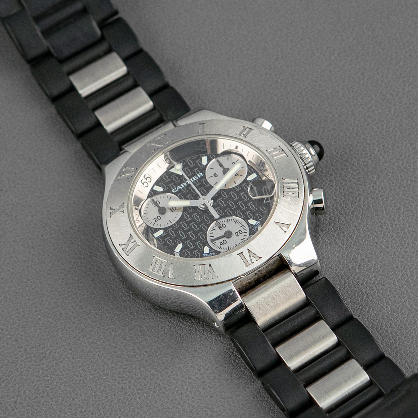 Cartier Must 21 Chronoscaph Quartz Chronograph Grey Pattern Dial 31mm