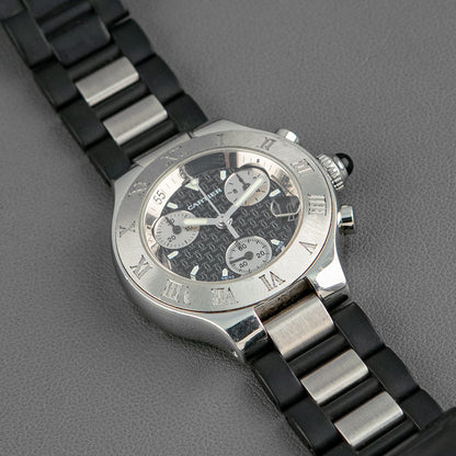 Cartier Must 21 Chronoscaph Quartz Chronograph Grey Pattern Dial 31mm