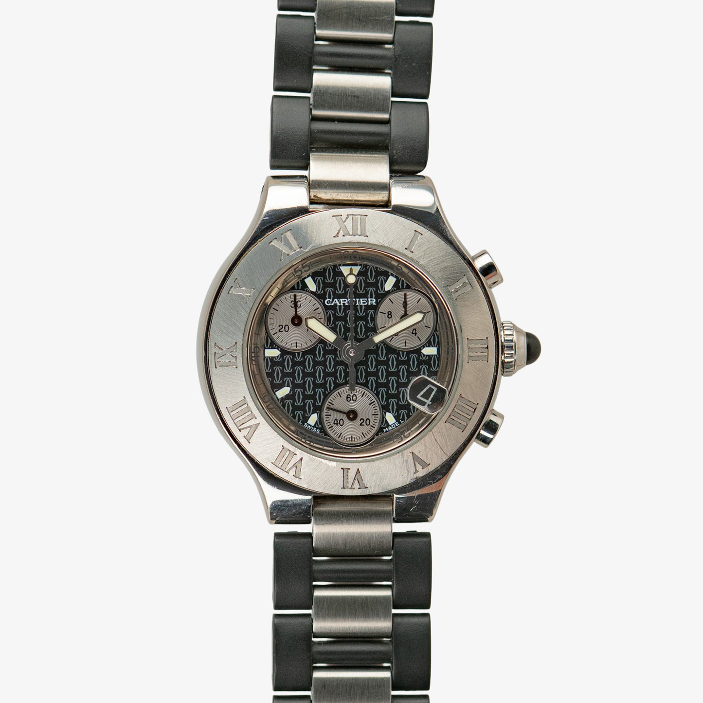 Cartier Must 21 Chronoscaph Quartz Chronograph Grey Pattern Dial 31mm
