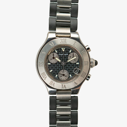 Cartier Must 21 Chronoscaph Quartz Chronograph Grey Pattern Dial 31mm