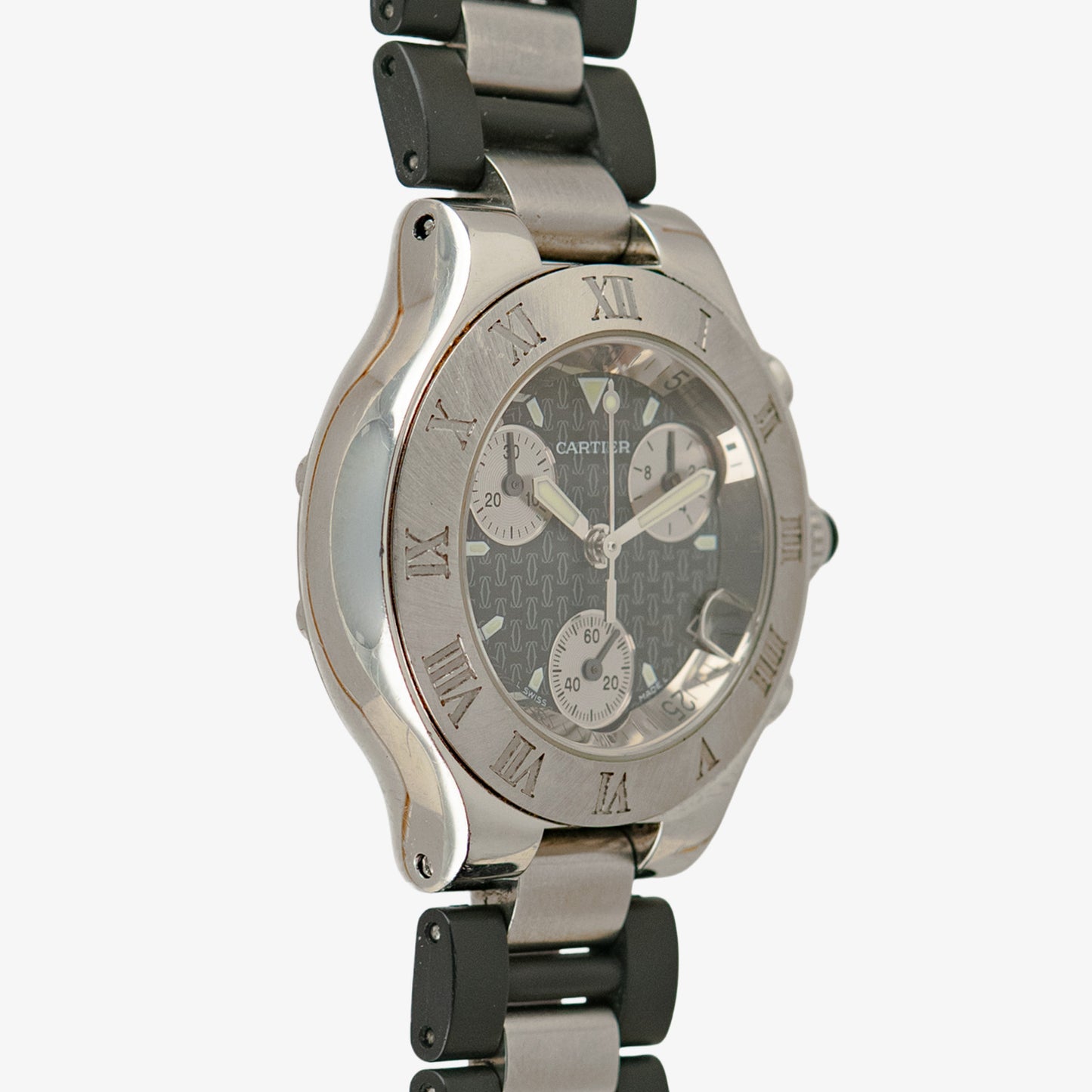 Cartier Must 21 Chronoscaph Quartz Chronograph Grey Pattern Dial 31mm