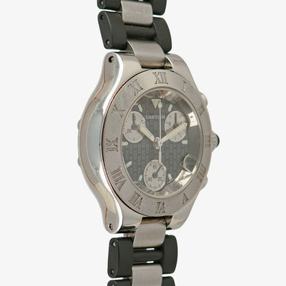 Cartier Must 21 Chronoscaph Quartz Chronograph Grey Pattern Dial 31mm