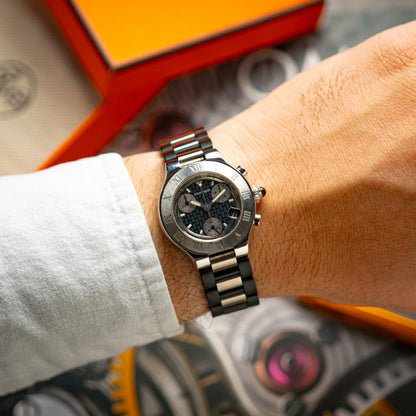 Cartier Must 21 Chronoscaph Quartz Chronograph Grey Pattern Dial 31mm