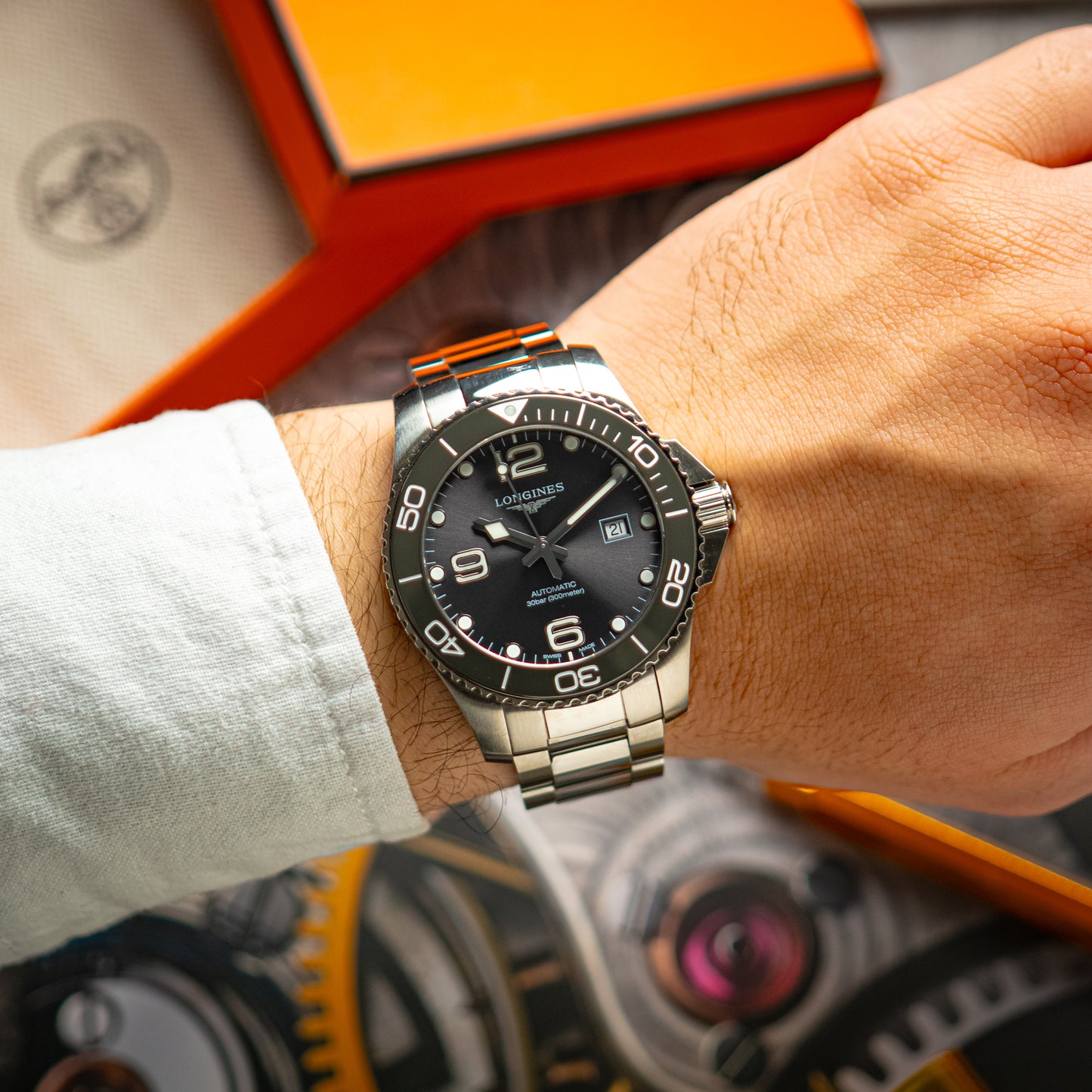 Longines HydroConquest Automatic Gray Sunburst Dial 43mm