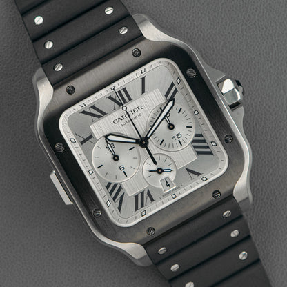 Cartier Santos de Cartier XL Automatic Chronograph Silver Dial 43.3mm