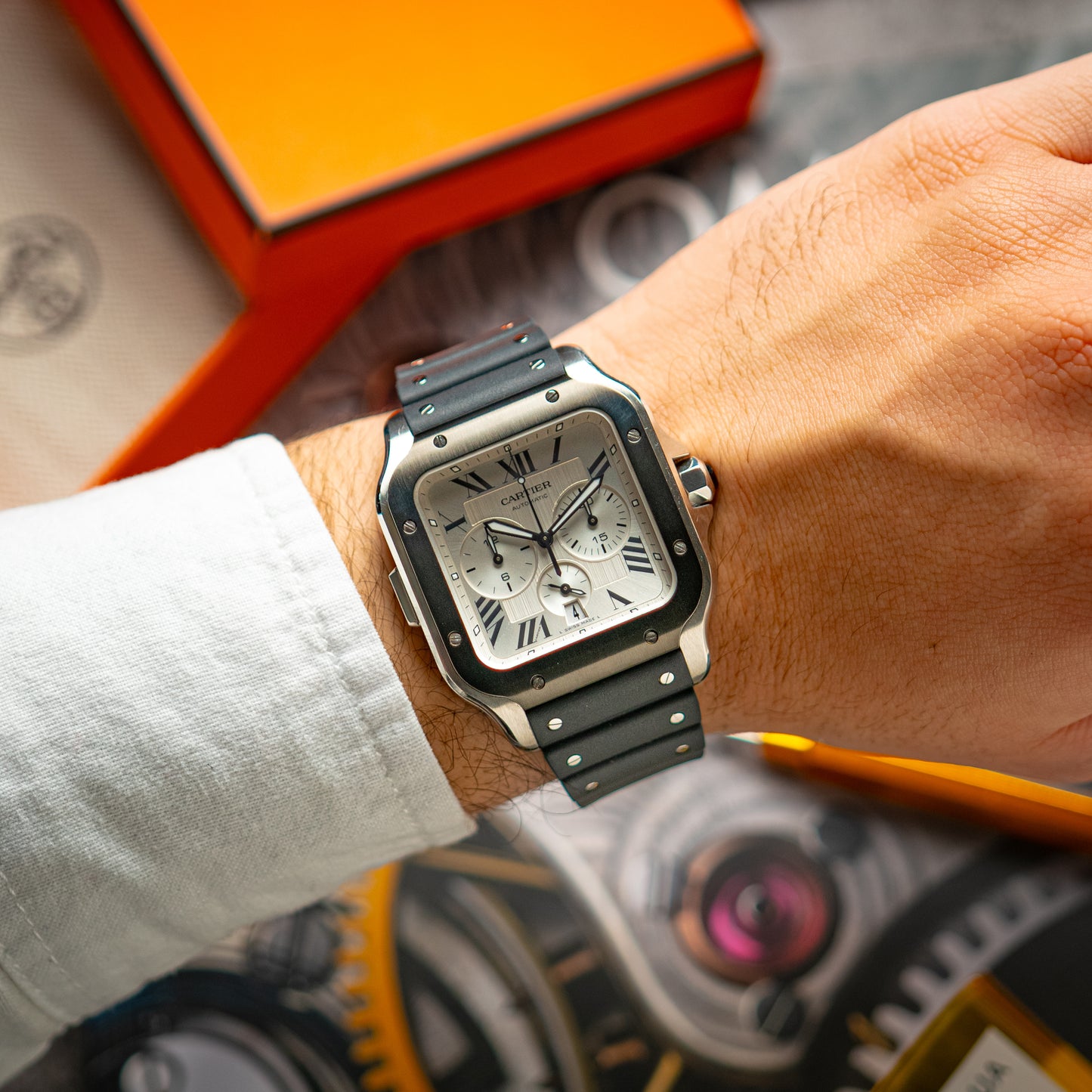 Cartier Santos de Cartier XL Automatic Chronograph Silver Dial 43.3mm