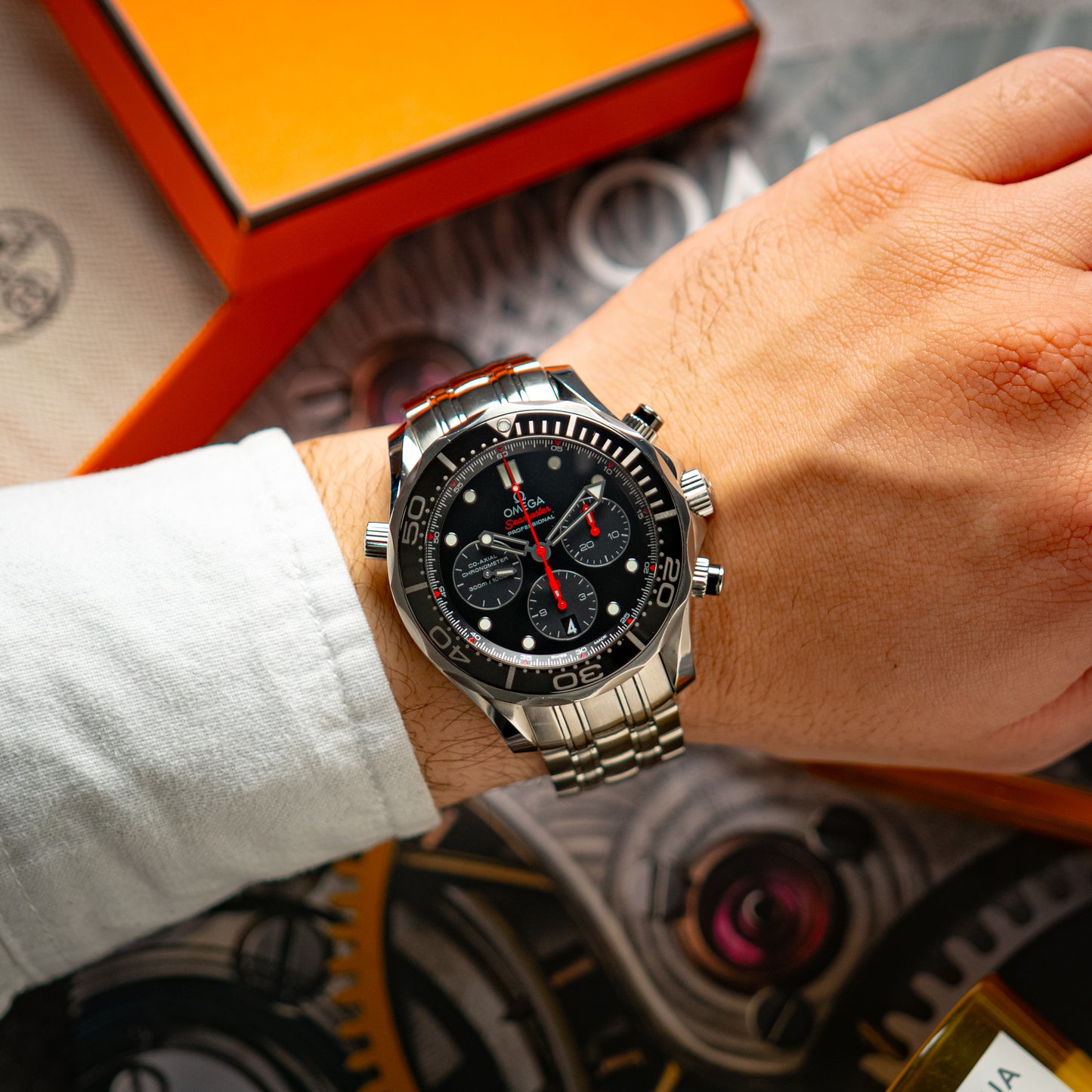 Omega Seamaster Diver 300M Automatic Chronograph Black Dial 44mm