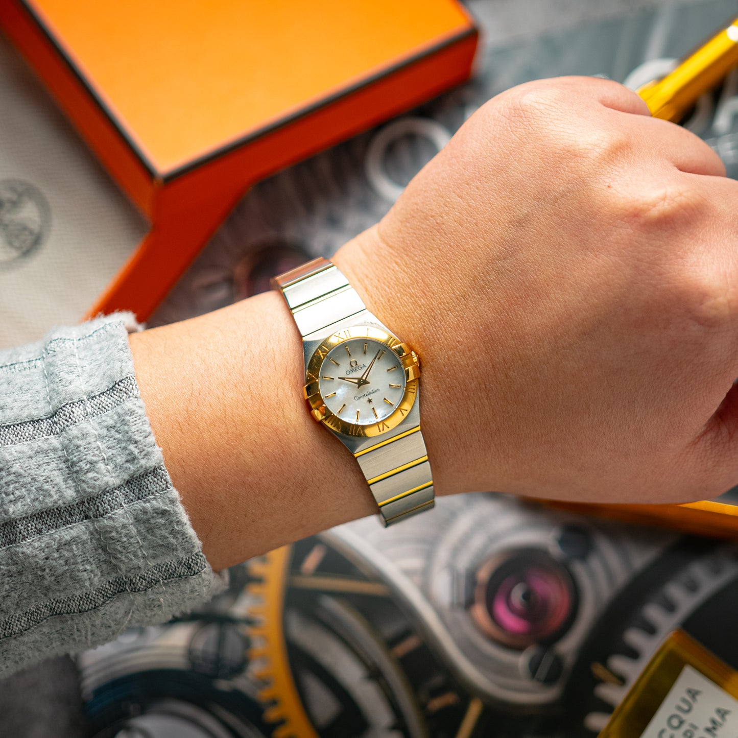 Omega Constellation Quartz Two-Tone Mother of Pearl Dial 24mm