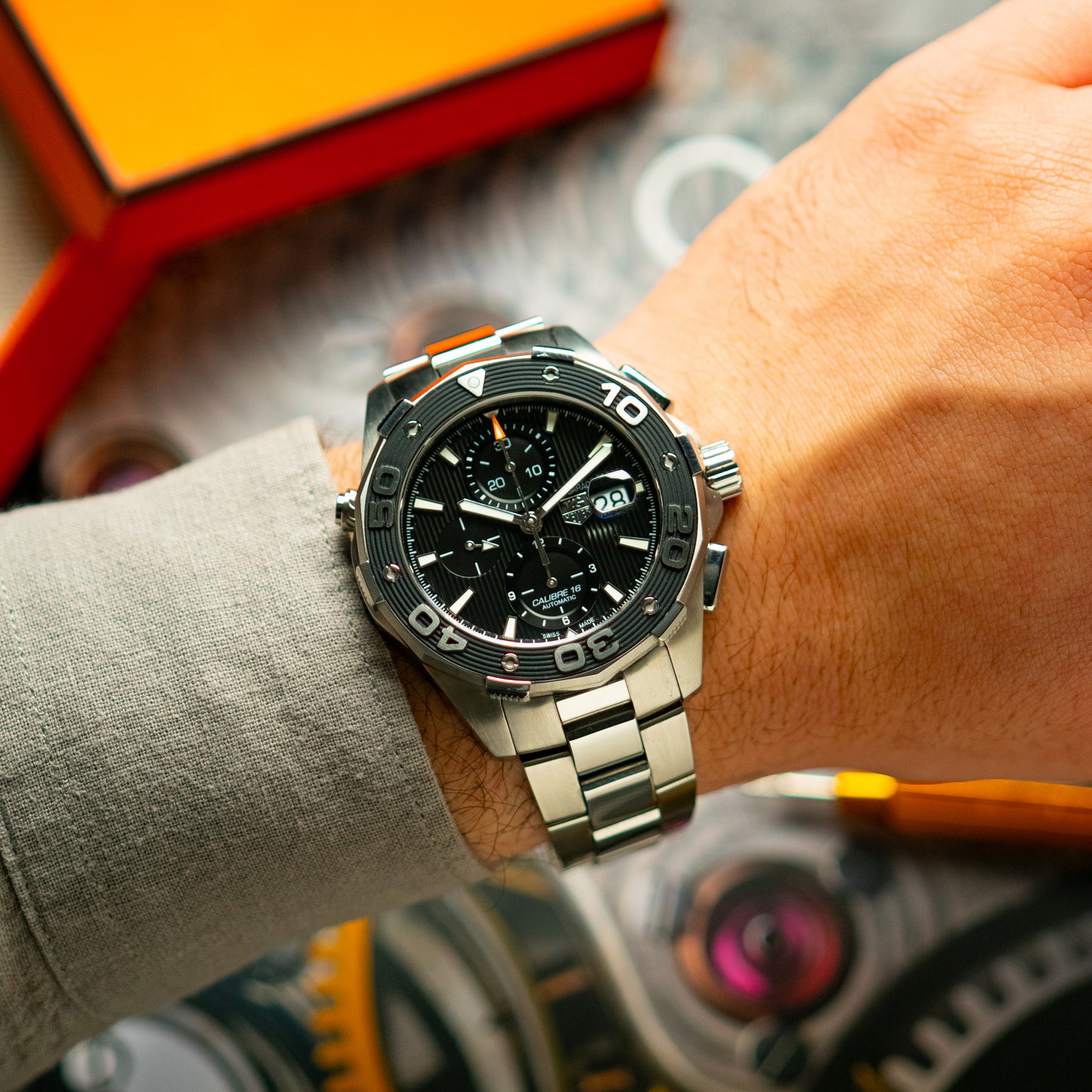 TAG Heuer Aquaracer 500M Calibre 16 Chronograph Black Dial 44mm