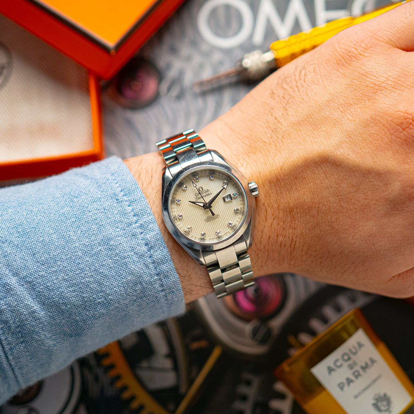 Omega Seamaster Aqua Terra Date Diamond Dial 34mm