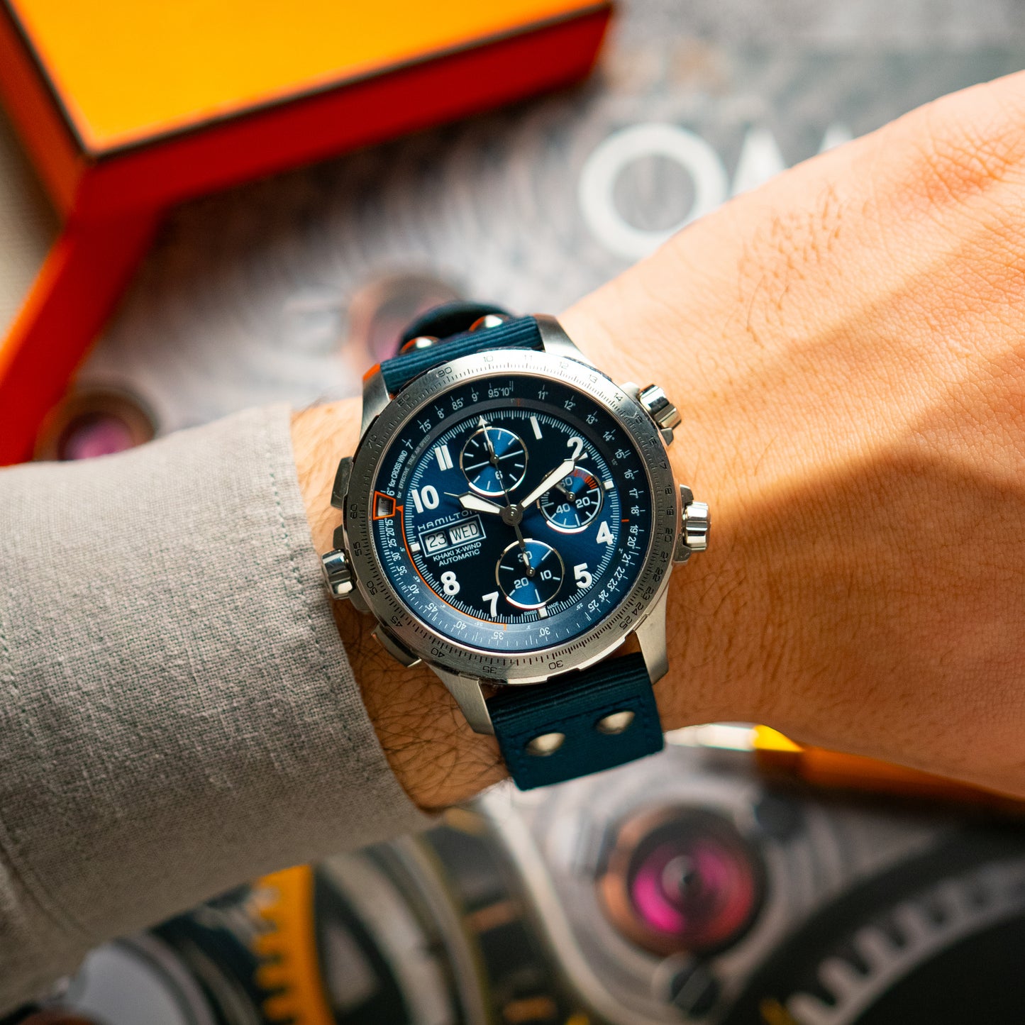 Hamilton Khaki Aviation X-Wind Auto Chrono Blue Dial 45mm