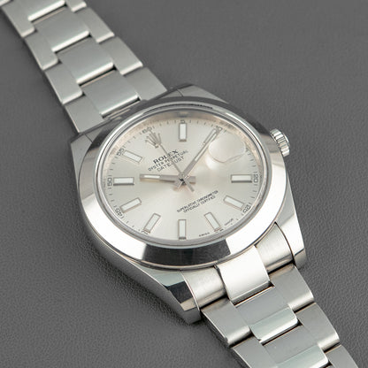 Rolex Datejust II 116300 Smooth Bezel Silver Dial 41mm
