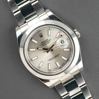 Rolex Datejust II 116300 Smooth Bezel Silver Dial 41mm