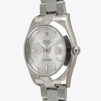 Rolex Datejust II 116300 Smooth Bezel Silver Dial 41mm
