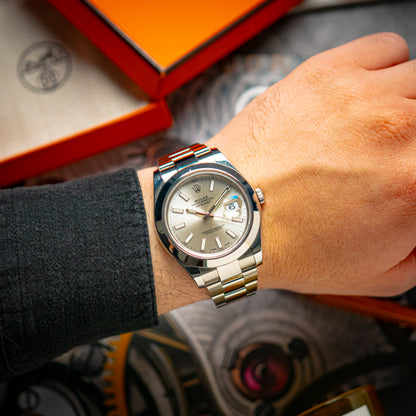 Rolex Datejust II 116300 Smooth Bezel Silver Dial 41mm