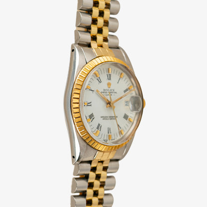 Rolex Oyster Perpetual Date 15053 Two-Tone White Roman Dial 34mm