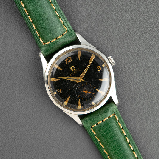 Omega Automatic 2635 Black Gilt Dial Vintage 33mm