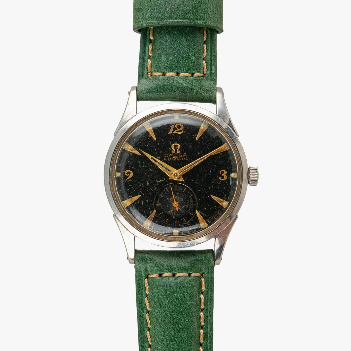 Omega Automatic 2635 Black Gilt Dial Vintage 33mm