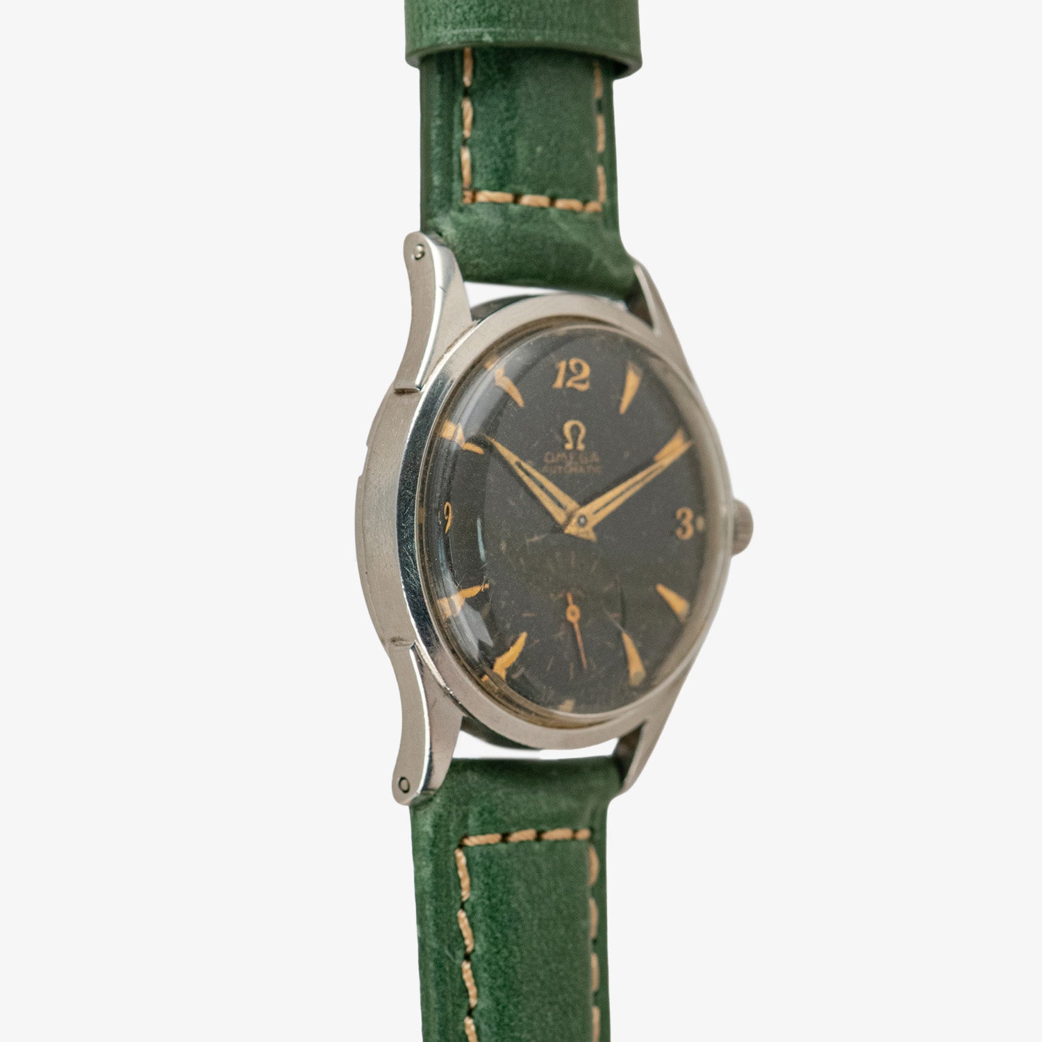 1950s OMEGA ハニカムダイヤル ブラック ギルトダイヤル 2635-5 Omega Automatic 2635 Black Gilt Dial Vintage 33mm – LOFT