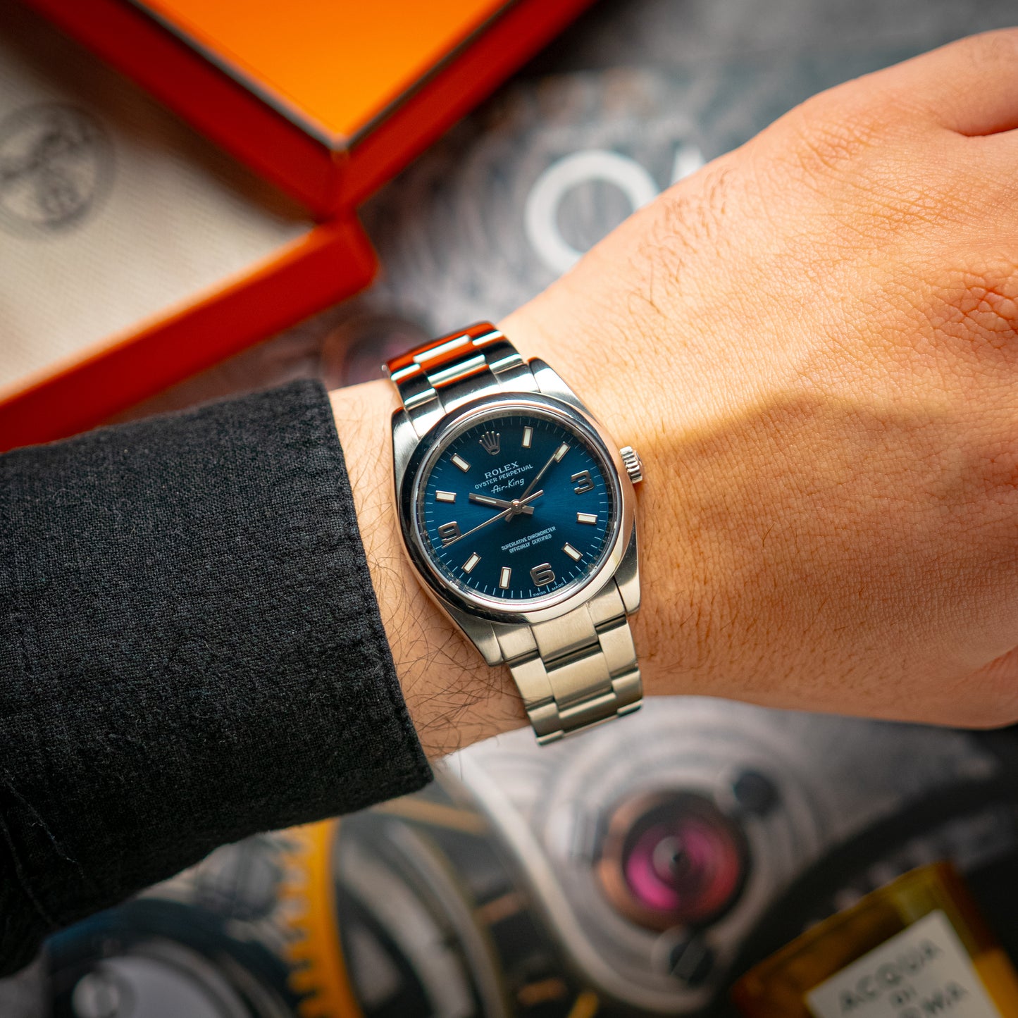 Rolex Air-King 114200 Smooth Bezel Blue Dial 34mm