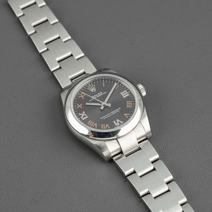 Rolex Oyster Perpetual 177200 Dark Rhodium Roman Dial 31mm