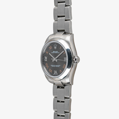 Rolex Oyster Perpetual 177200 Dark Rhodium Roman Dial 31mm