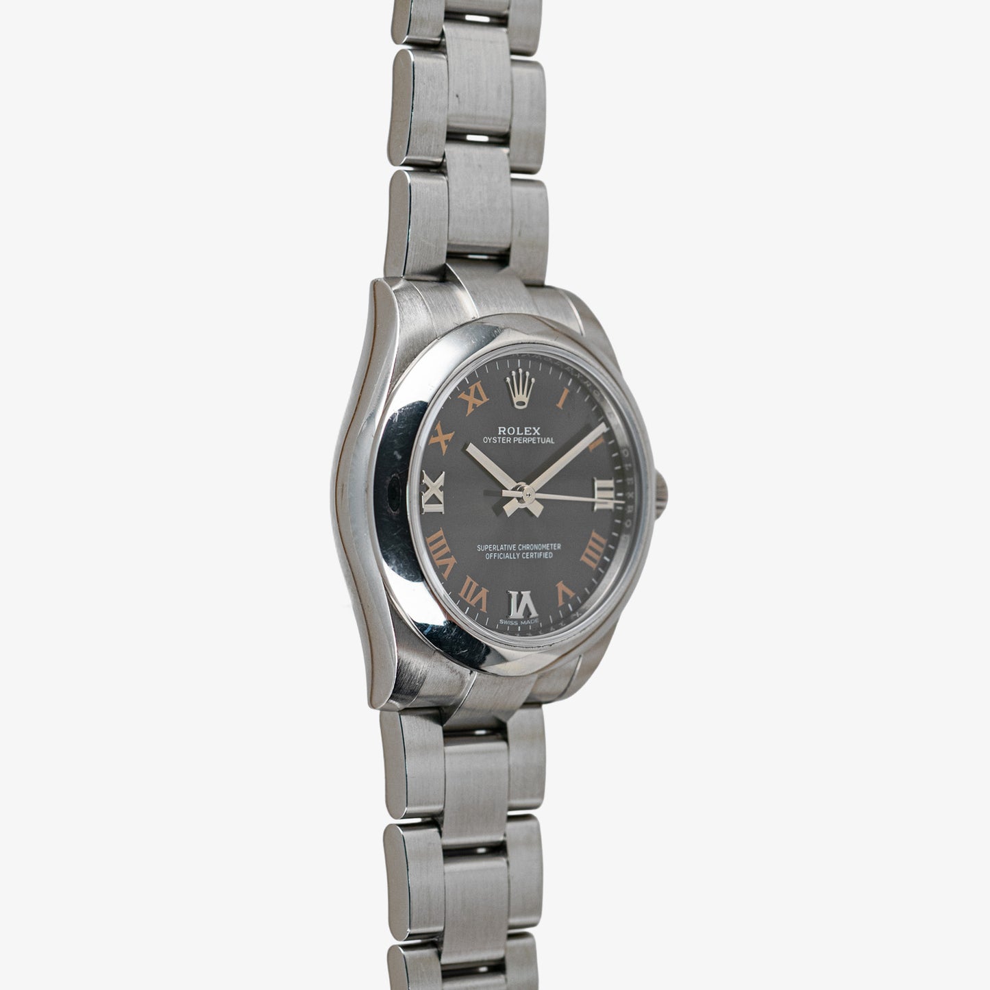 Rolex Oyster Perpetual 177200 Dark Rhodium Roman Dial 31mm
