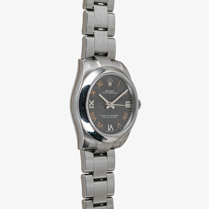 Rolex Oyster Perpetual 177200 Dark Rhodium Roman Dial 31mm
