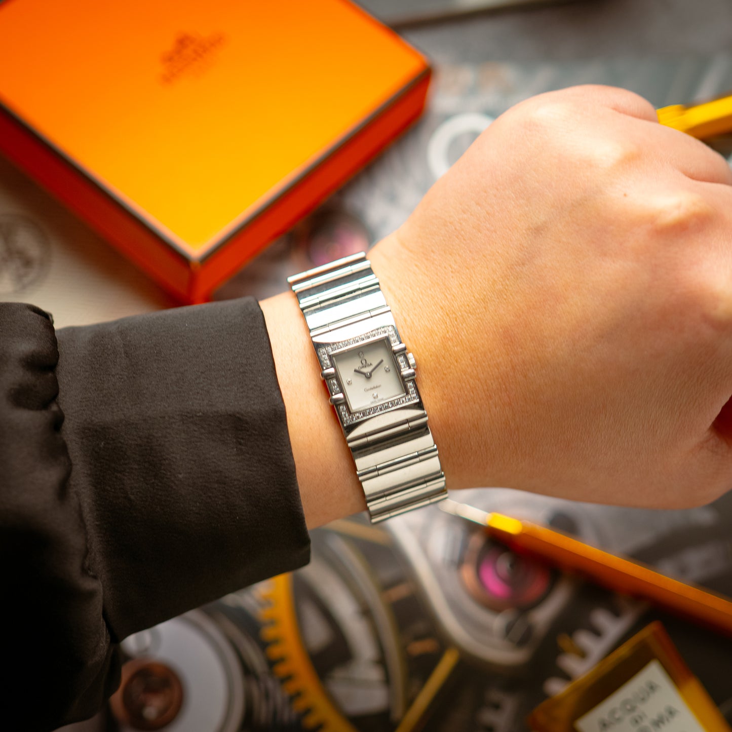 Omega Constellation Quadra Mother of Pearl Diamonds 20mm