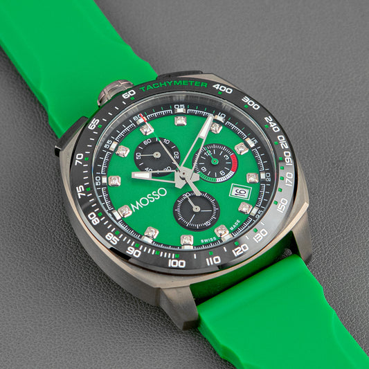 Mosso Italia Chronograph Green Dial Rubber 44mm