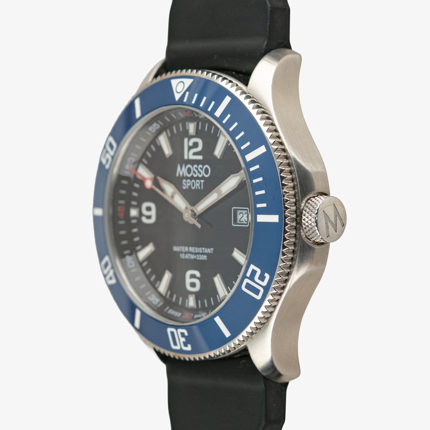 Mosso Sport Black Dial Blue Bezel Rubber 43mm