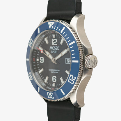 Mosso Sport Black Dial Blue Bezel Rubber 43mm