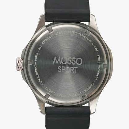 Mosso Sport Black Dial Blue Bezel Rubber 43mm