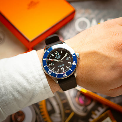 Mosso Sport Black Dial Blue Bezel Rubber 43mm