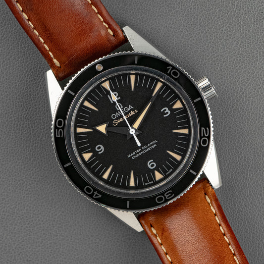 Omega Seamaster 300 Black Dial Leather Strap 41mm