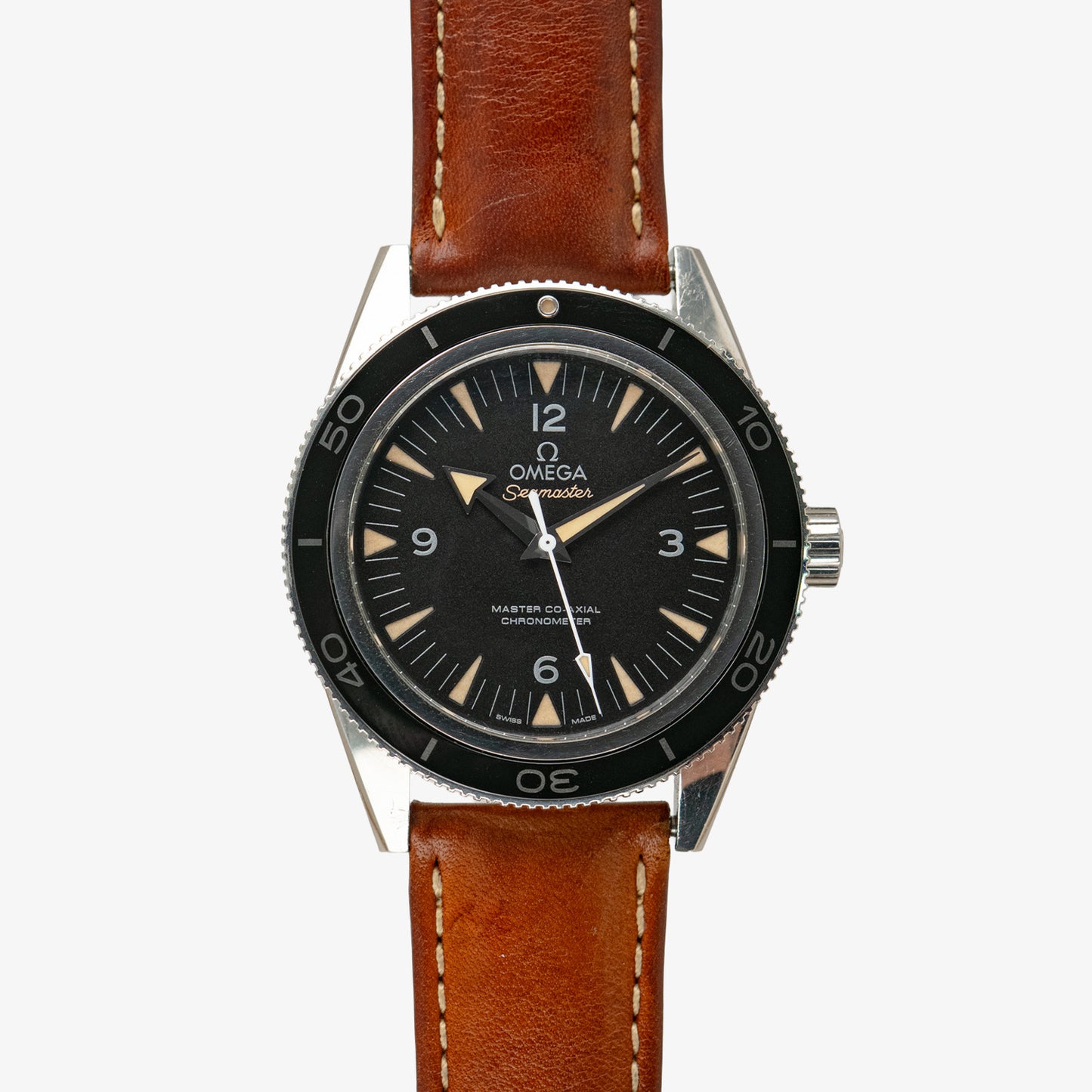 Omega Seamaster 300 Black Dial Leather Strap 41mm