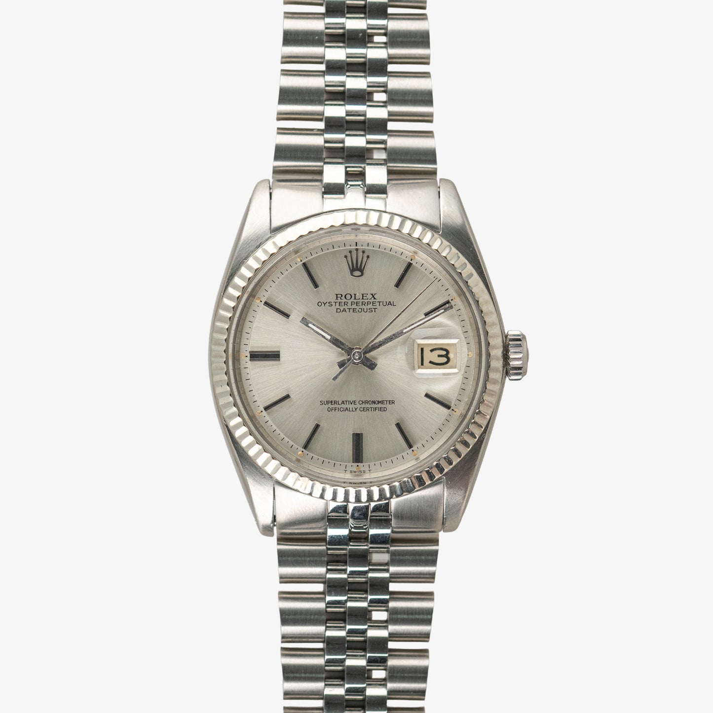 Rolex Datejust 1601 Silver Dial Fluted Bezel 36mm