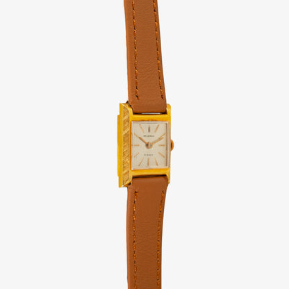 Delbana Tank Vintage Lady Gold 18k Silver Dial 18mm