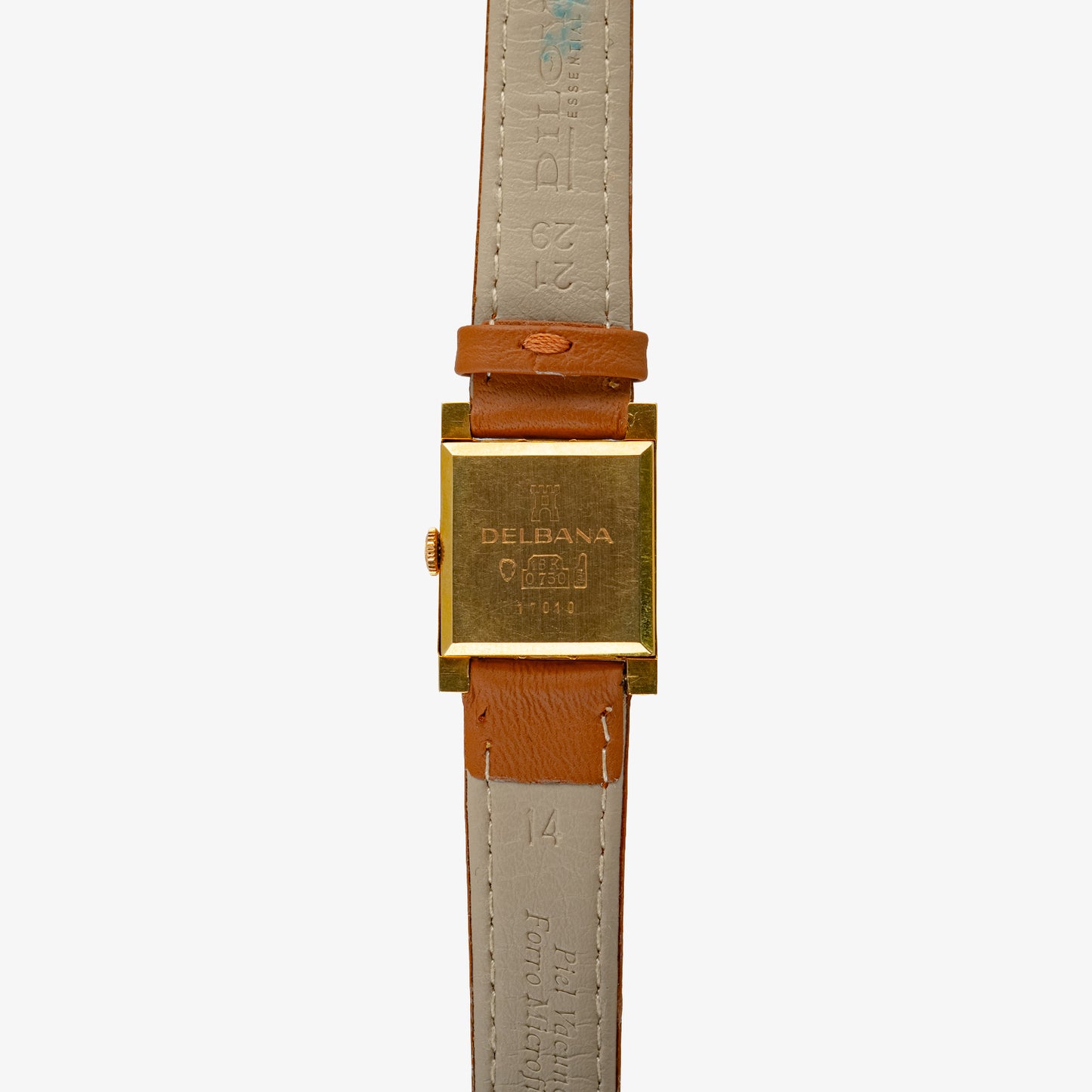 Delbana Tank Vintage Lady Gold 18k Silver Dial 18mm